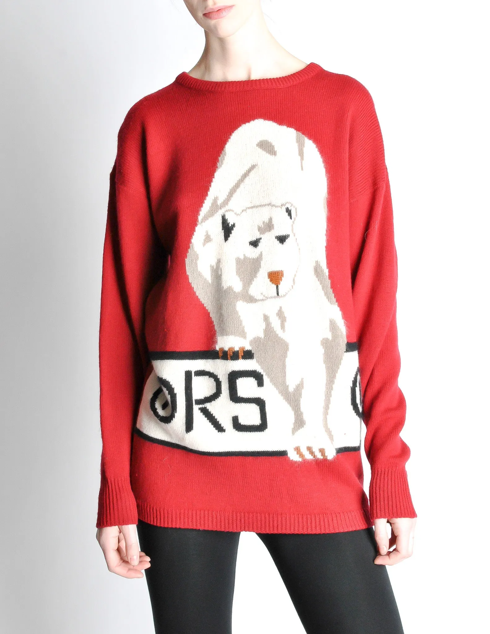 Krizia Vintage Red Orso Polar Bear Sweater