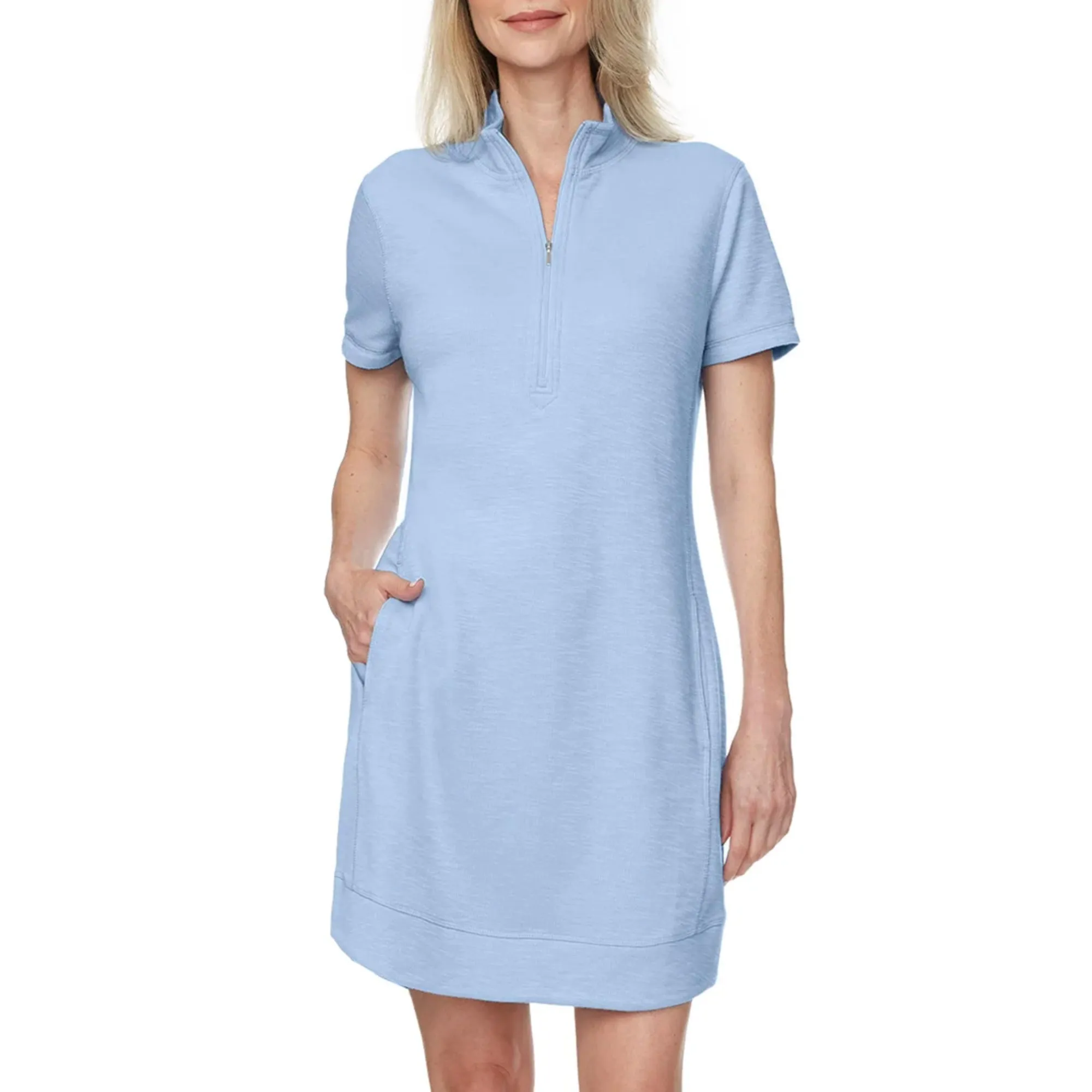 Legendary Outfitters Women's Cotton Blend Quarter Zip Casual Mini Dress