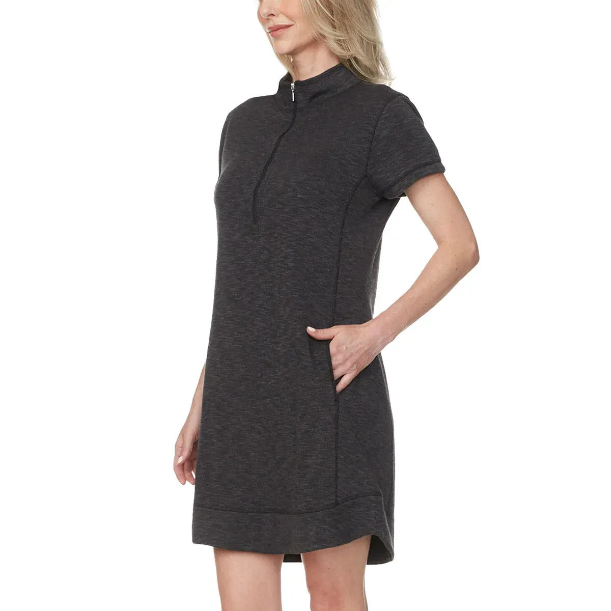 Legendary Outfitters Women's Cotton Blend Quarter Zip Casual Mini Dress