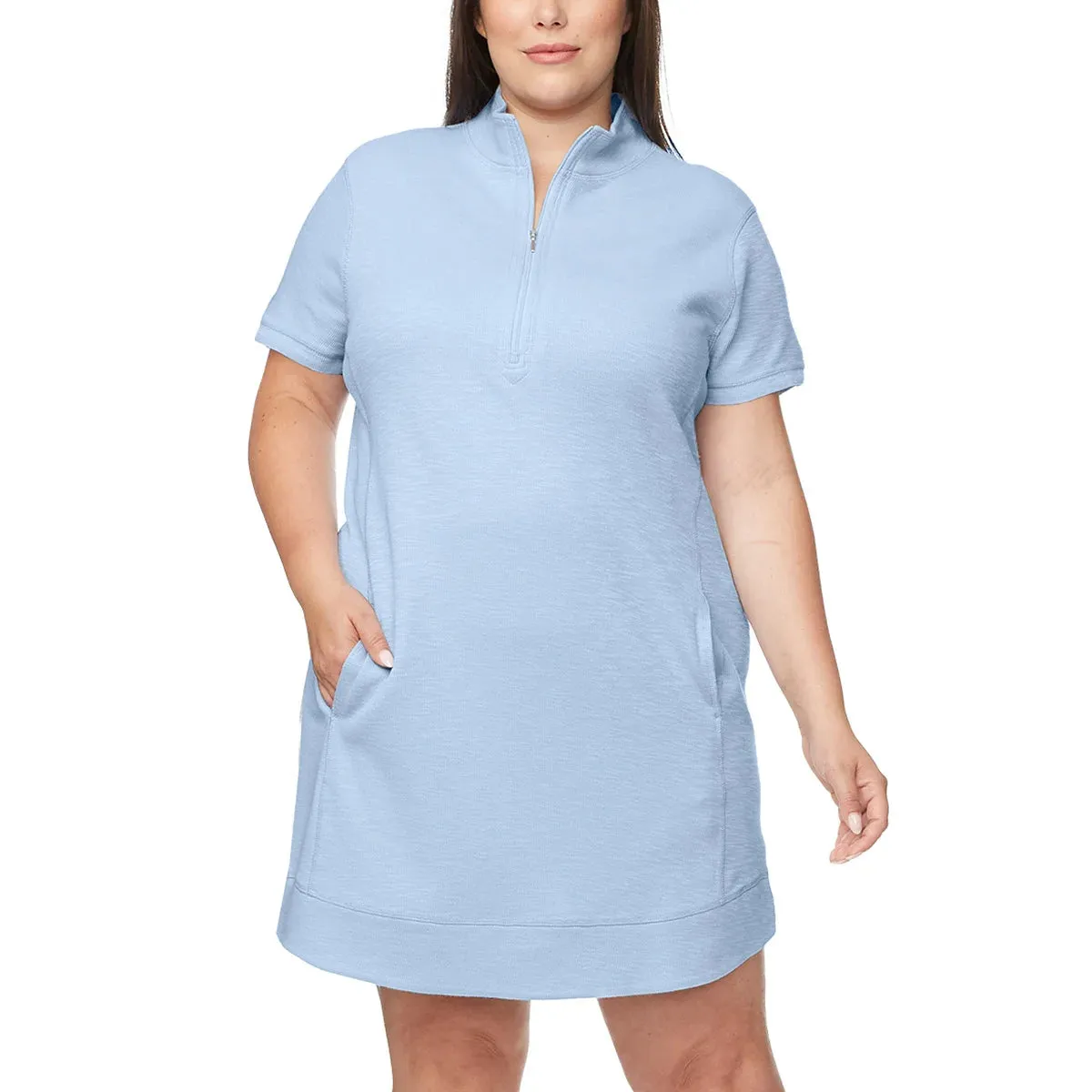 Legendary Outfitters Women's Cotton Blend Quarter Zip Casual Mini Dress