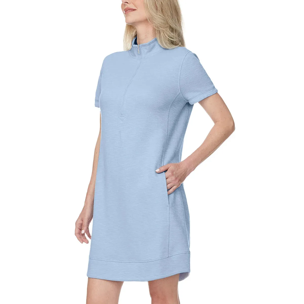 Legendary Outfitters Women's Cotton Blend Quarter Zip Casual Mini Dress