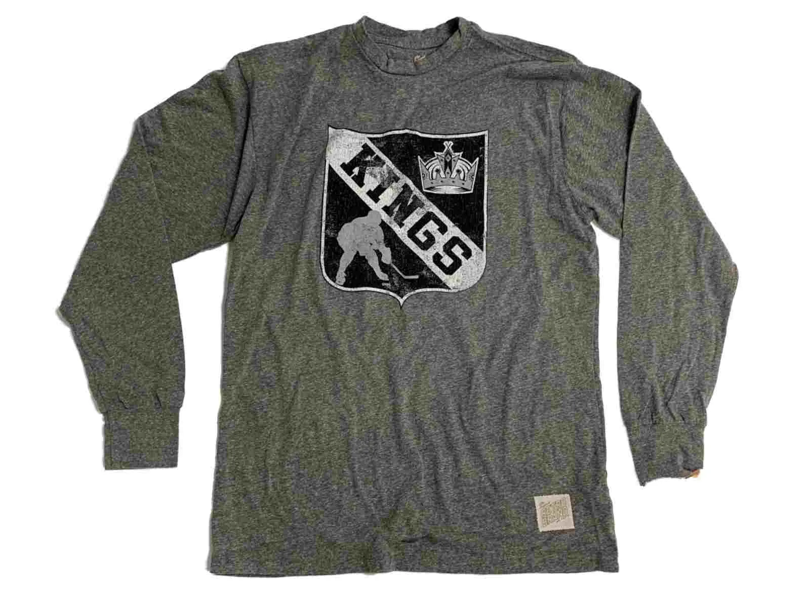 Los Angeles Kings Retro Brand Gray Soft Tri-Blend Long Sleeve Hockey T-Shirt