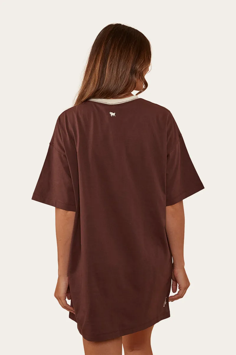 Melrose Womens T-Shirt Dress - Chocolate