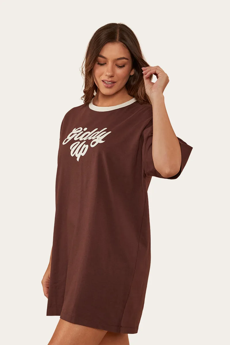 Melrose Womens T-Shirt Dress - Chocolate