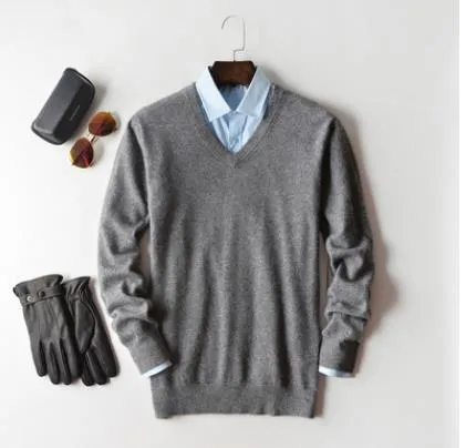 Men Cashmere Sweater Autumn Winter Soft Warm Jersey Jumper Robe Hombre Pull Homme Hiver Pullover V-Neck O-Neck Knitted Sweaters