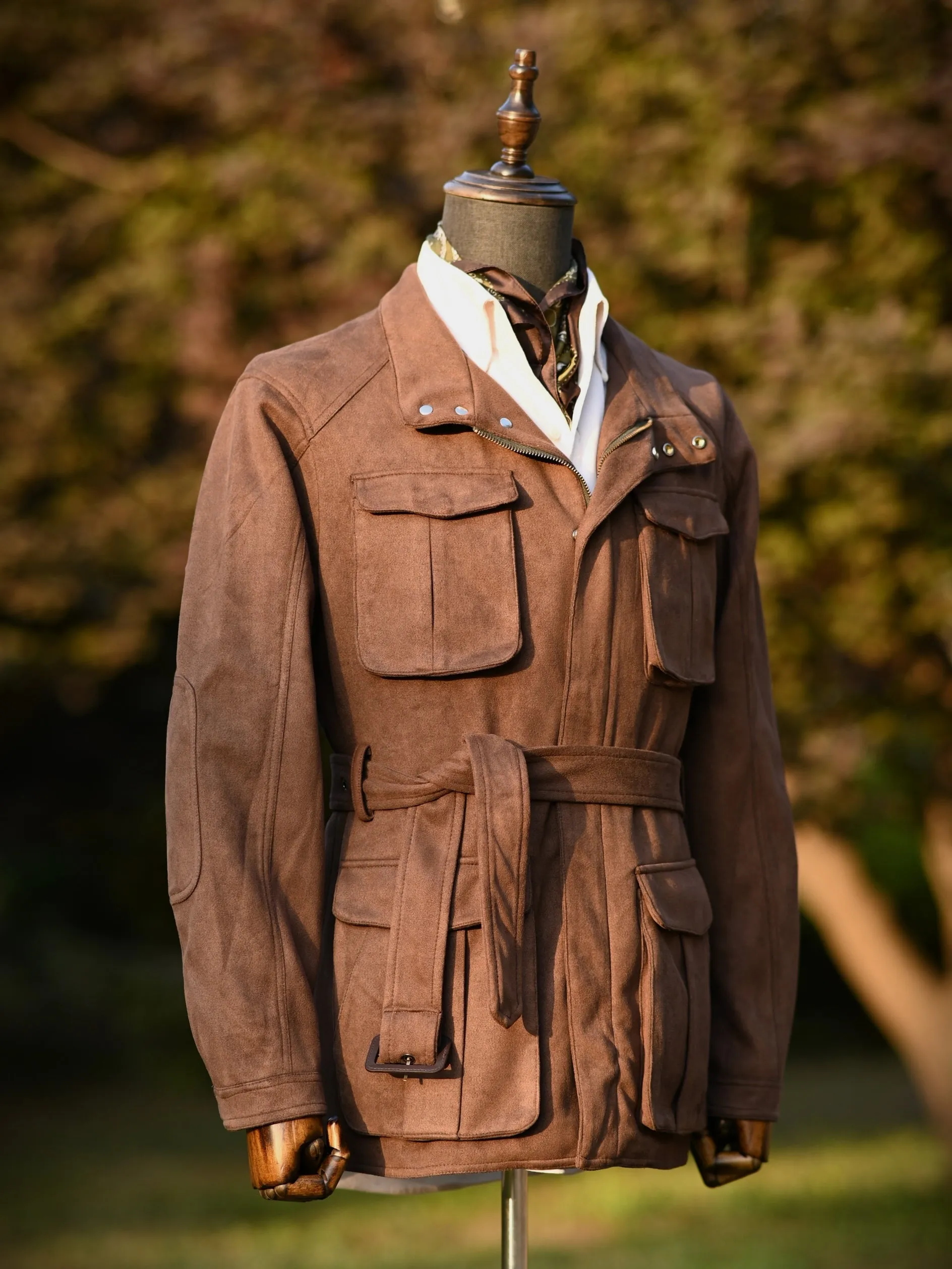 Men's Belt Faux-Suede Safari Jacket