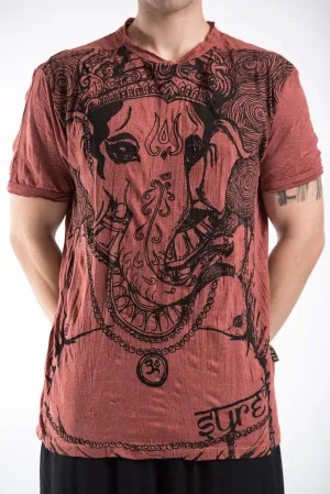 Mens Big Face Ganesh T-Shirt in Brick