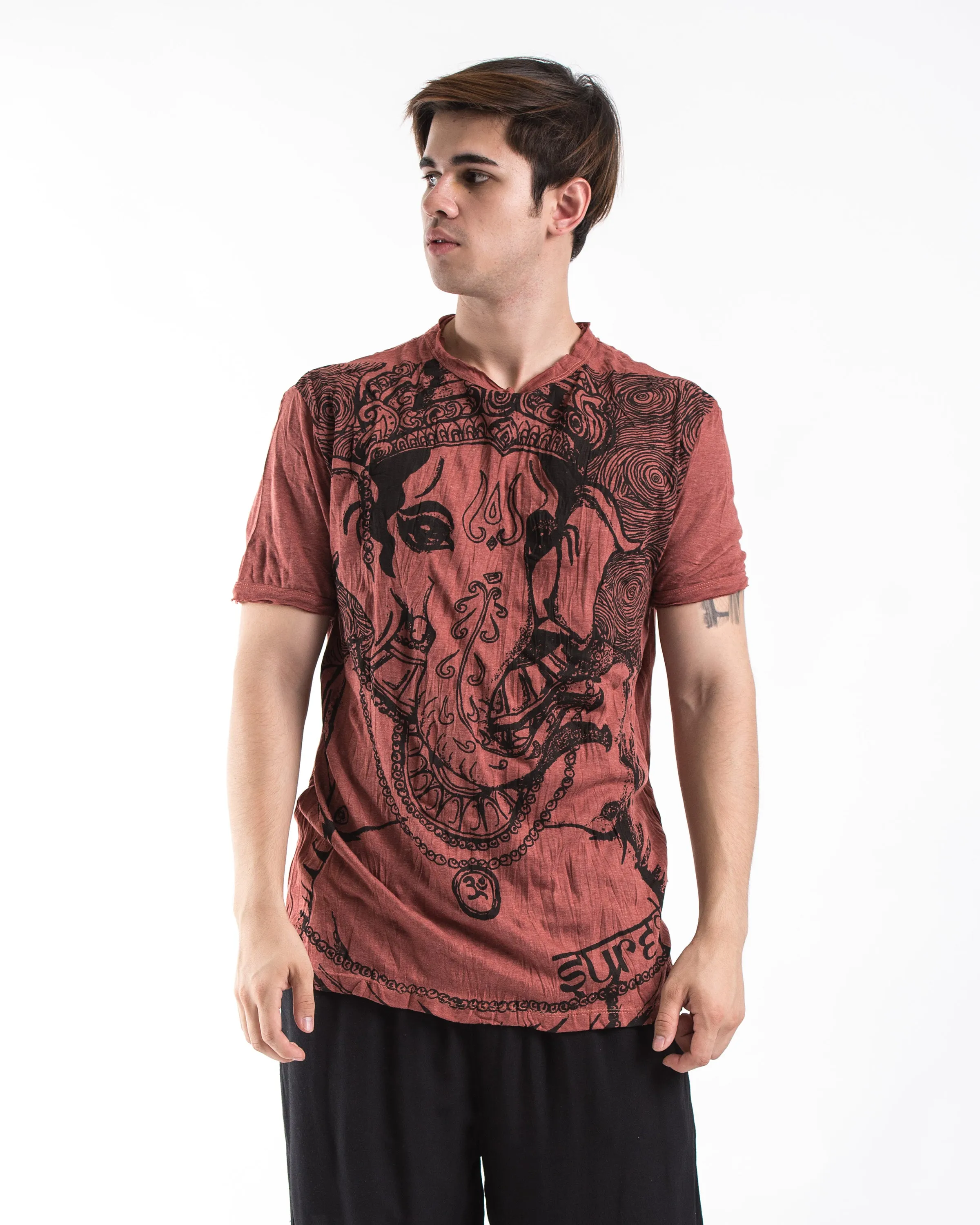 Mens Big Face Ganesh T-Shirt in Brick