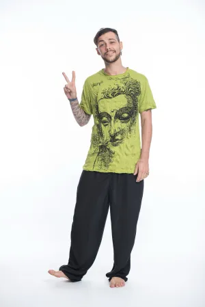 Mens Buddha Face T-Shirt in Lime