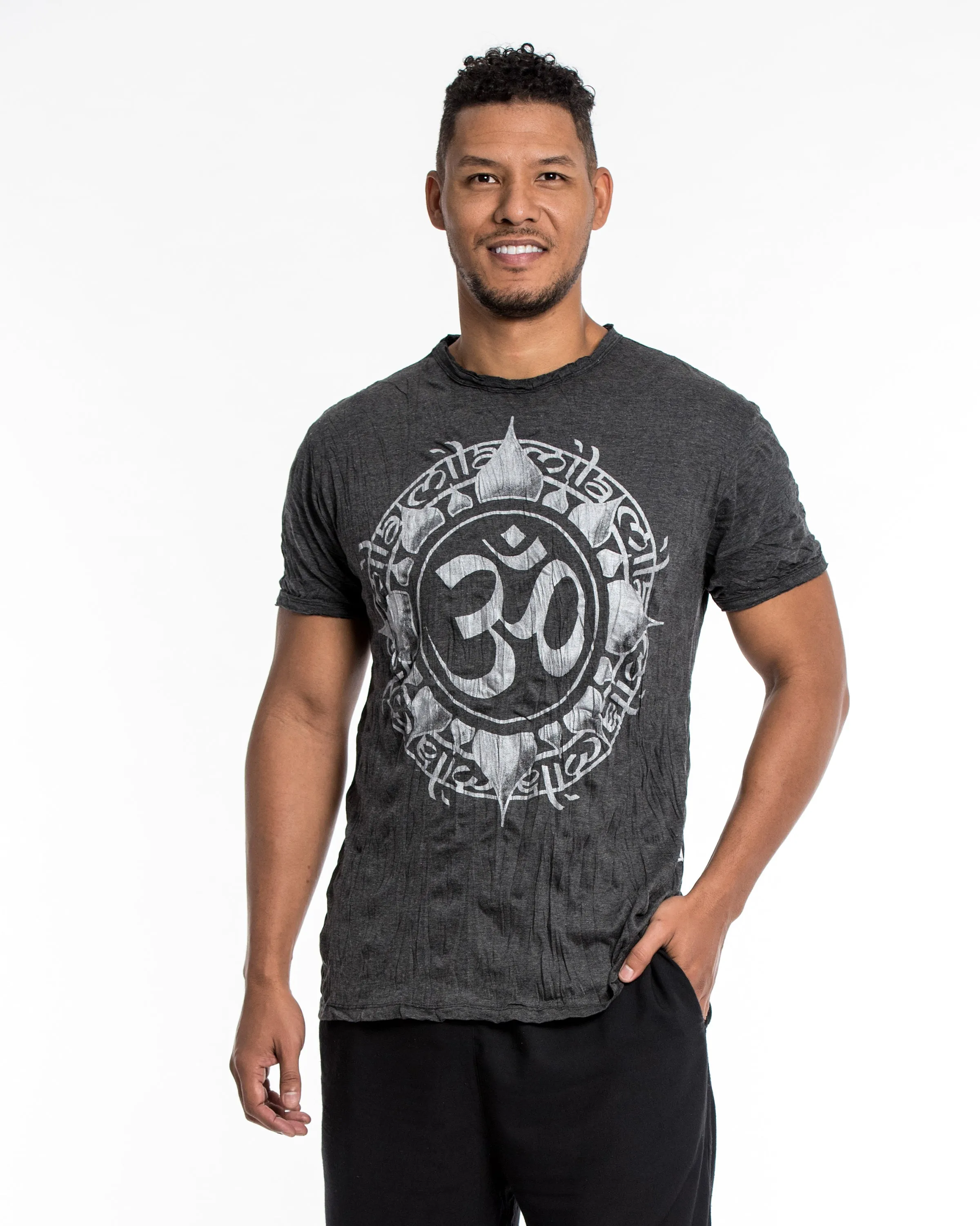 Mens Infinitee Om T-Shirt in Silver on Black