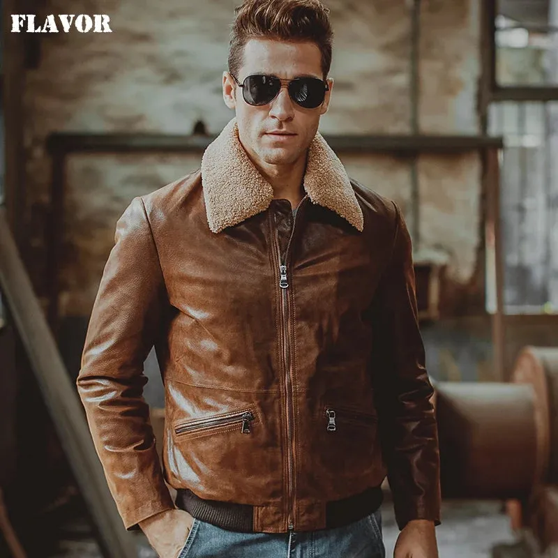 Men's Real Leather Aviator Jacket