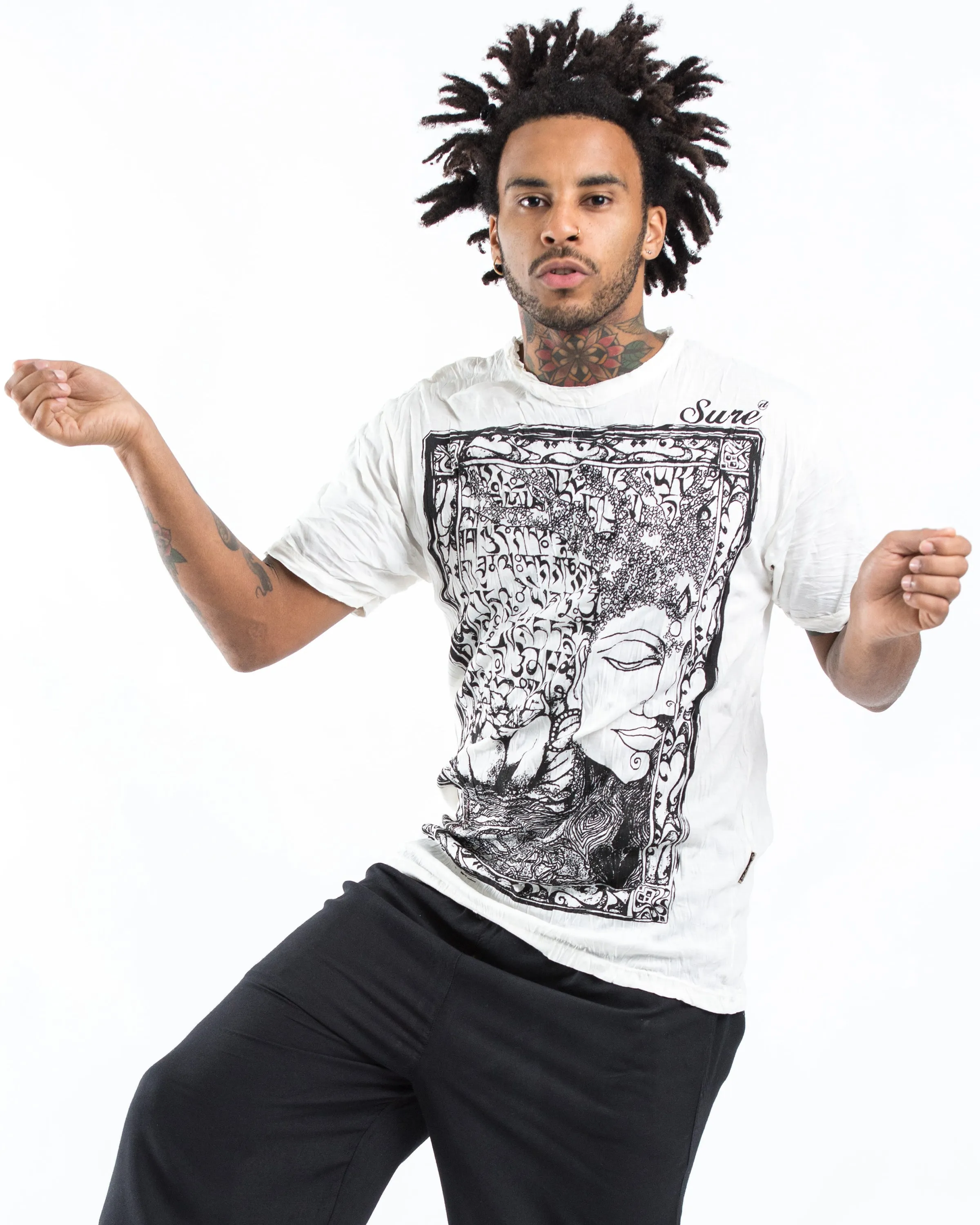 Mens Sanskrit Buddha T-Shirt in White