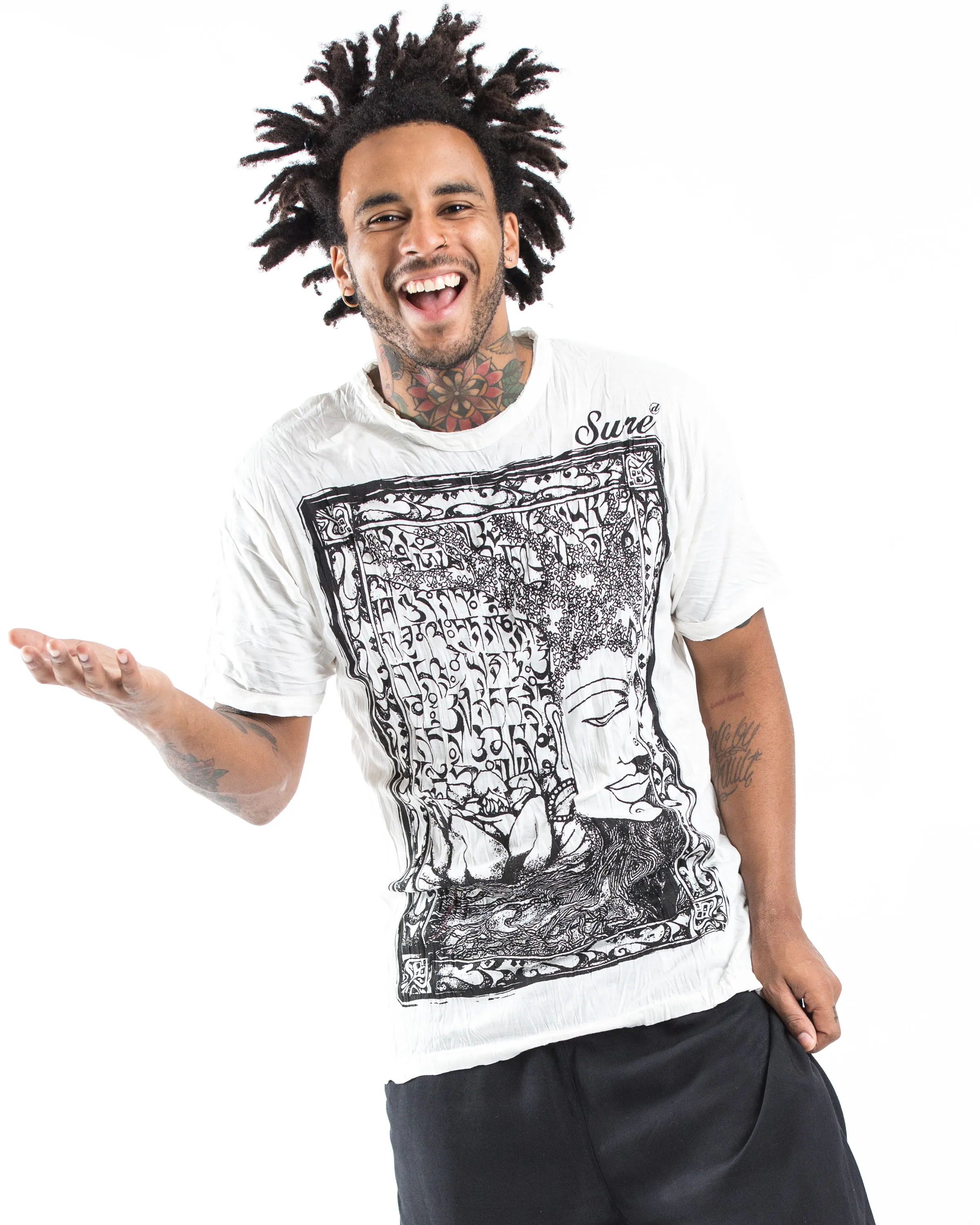 Mens Sanskrit Buddha T-Shirt in White