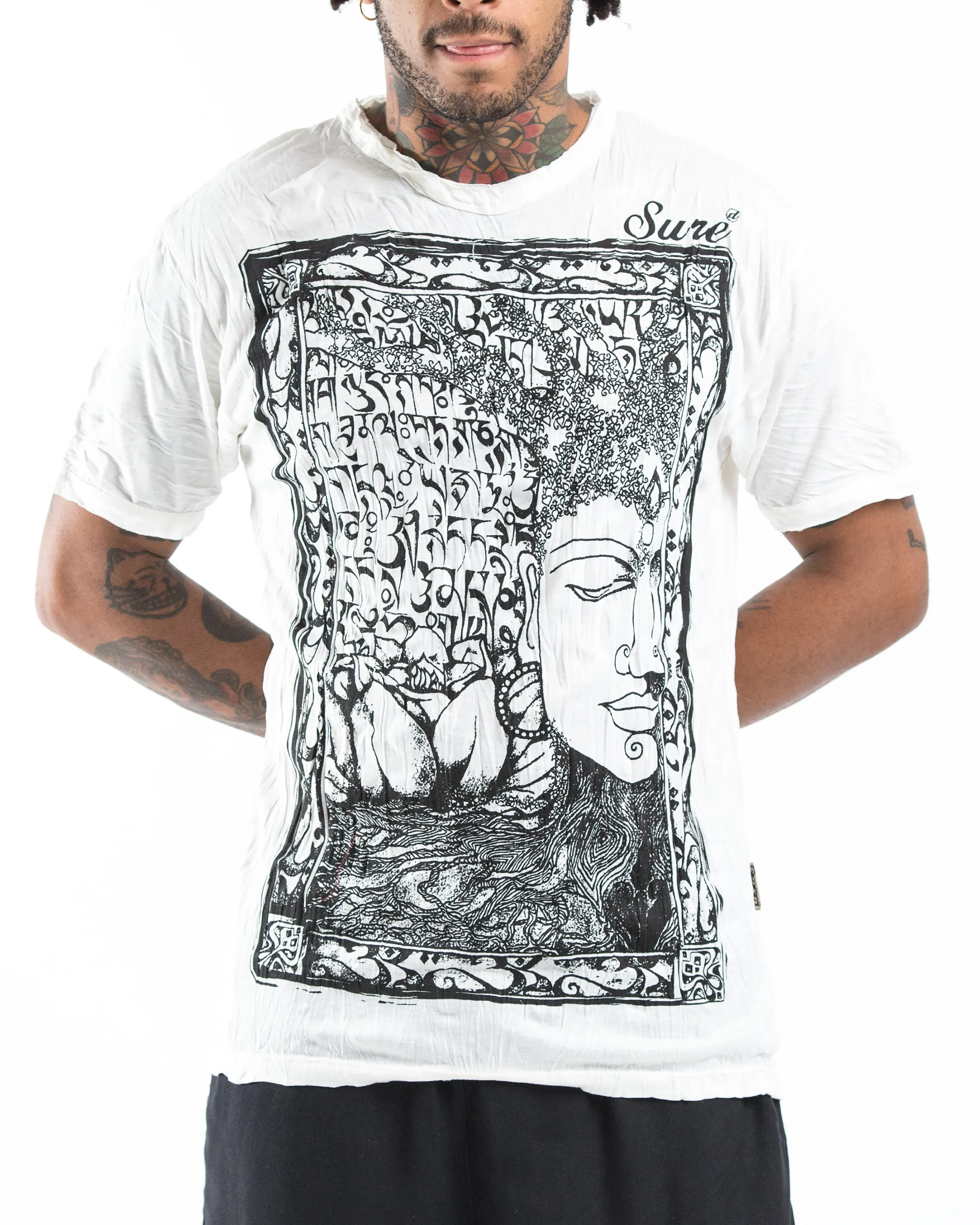 Mens Sanskrit Buddha T-Shirt in White