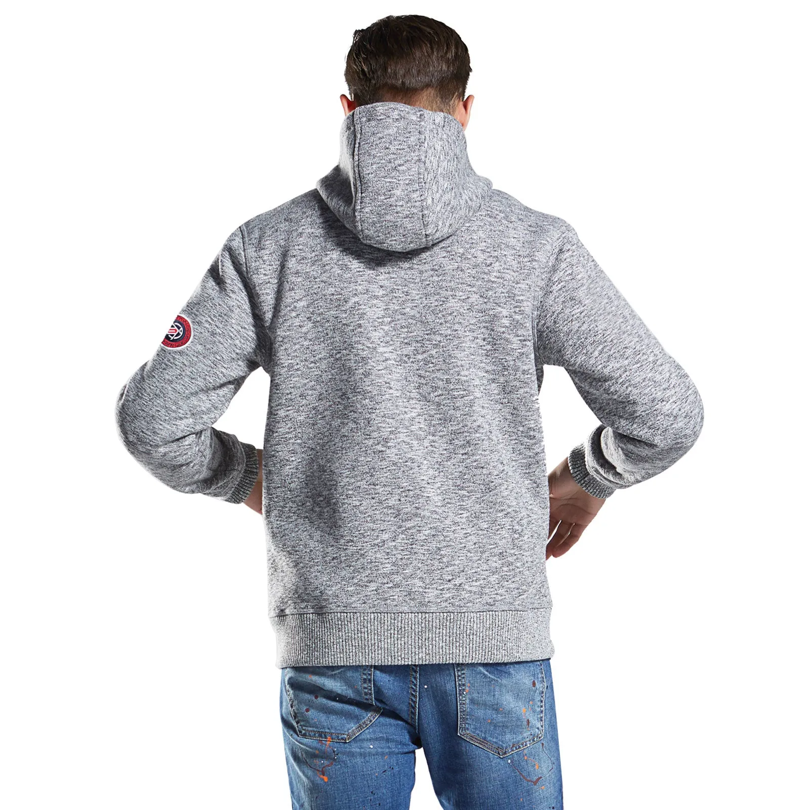 Men's Slub Knit Bond Fleece Jacket size S M L XL Grey Navy