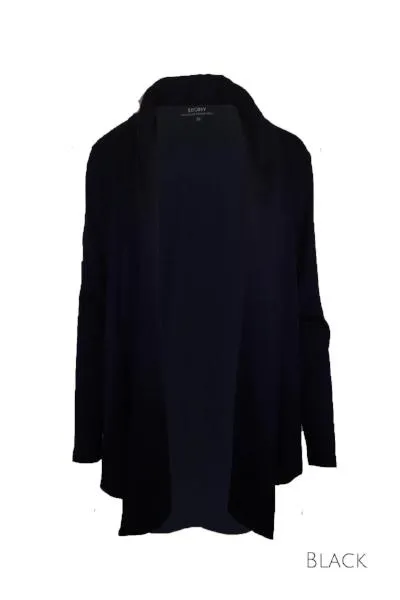 MERINO SHAWL COLLAR CARDIGAN WOMENS LONG SLEEVES BLACK