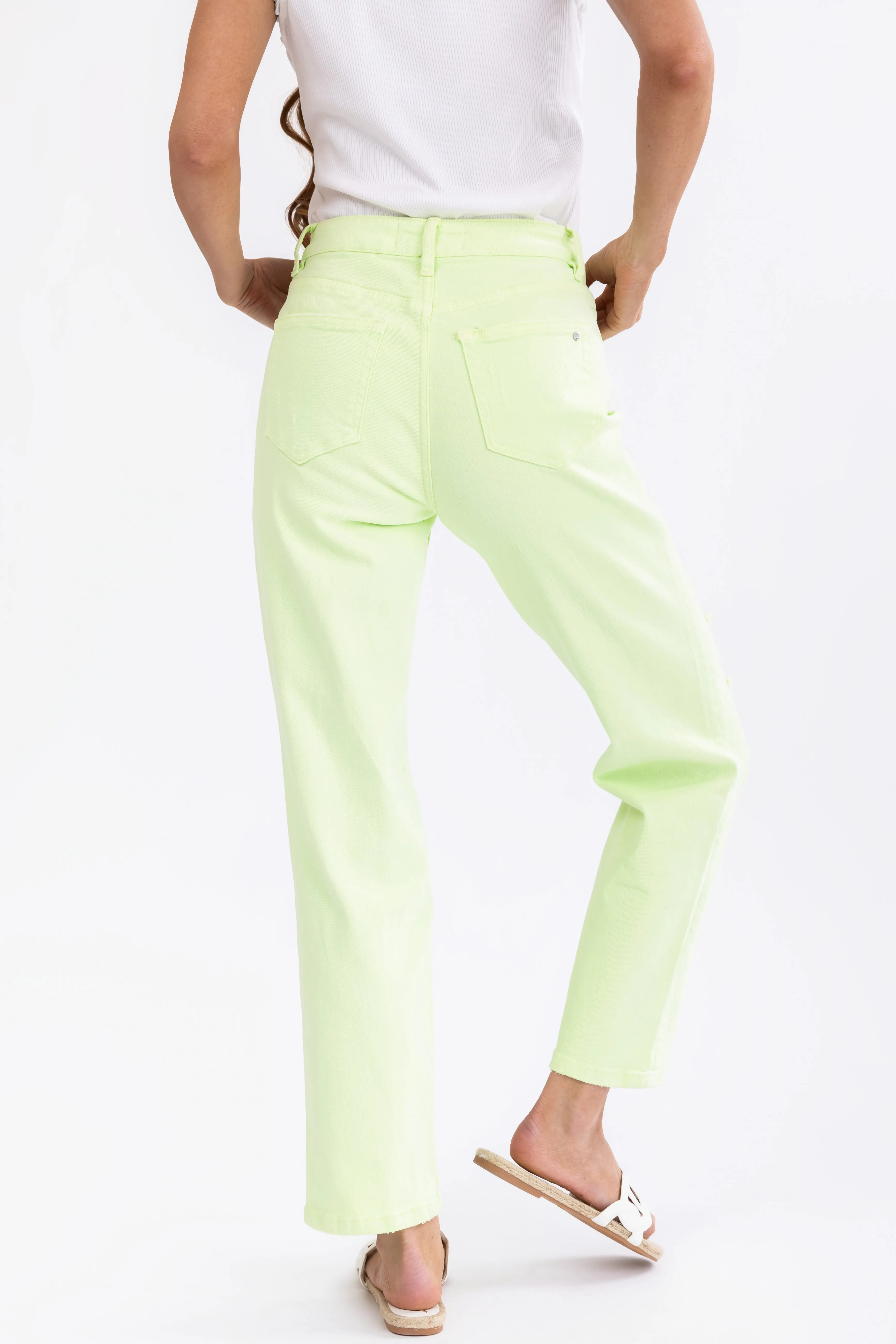 Mica Denim Bright Lime Straight Leg Jeans