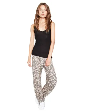 Michael Lauren George Supersoft Sweatpant in Tan Leopard