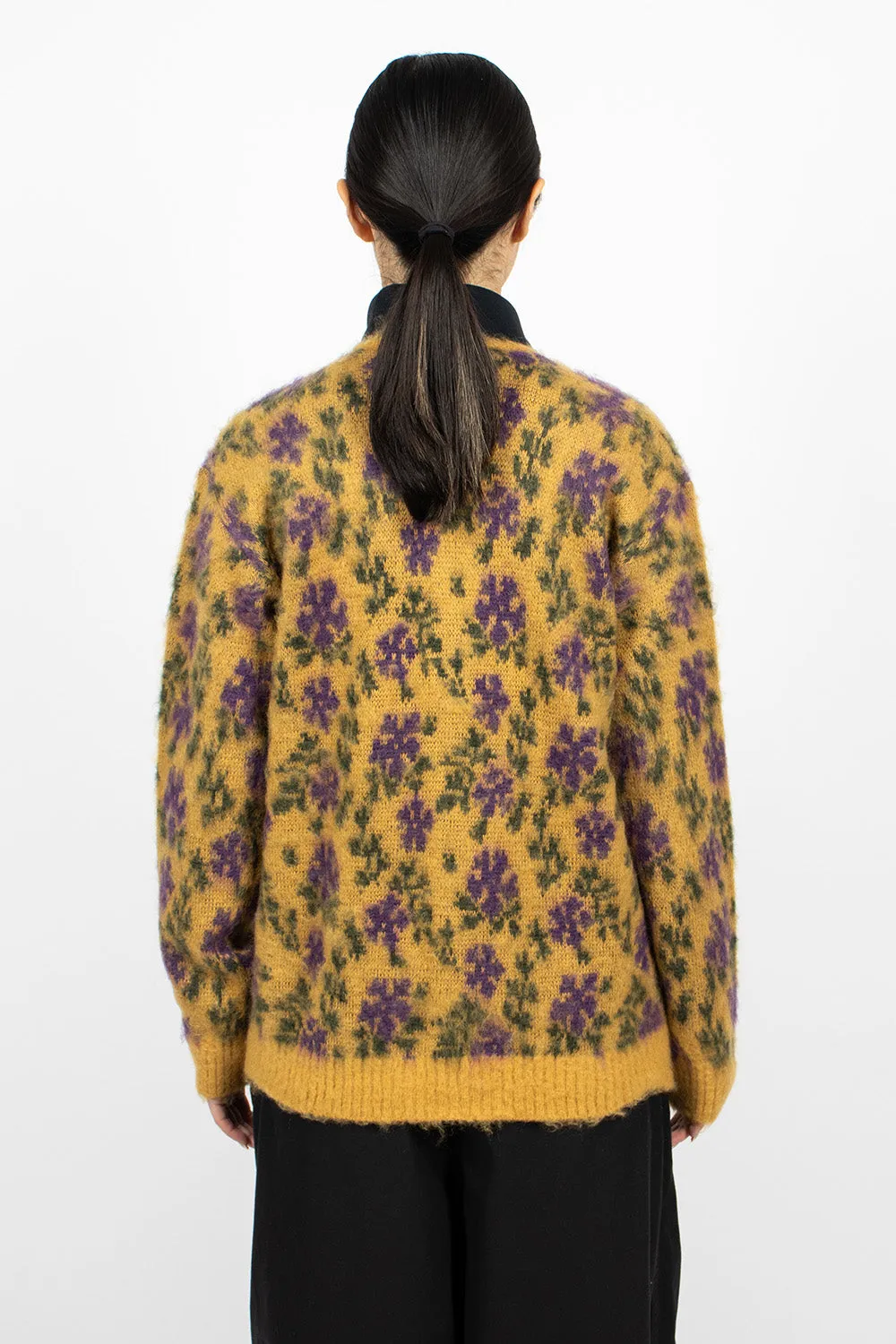 Mohair Cardigan Floral Yellow