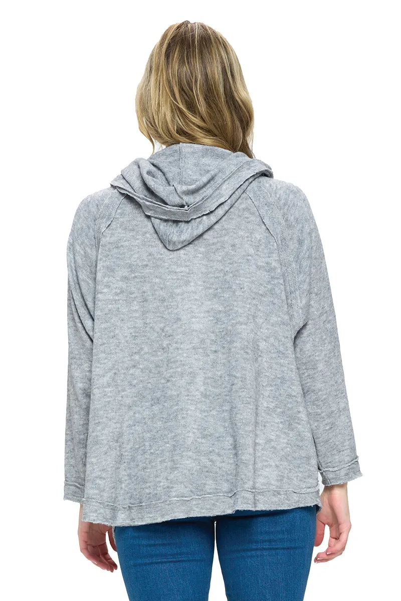 Natural Cardigan Hooded Raw Edge Stich