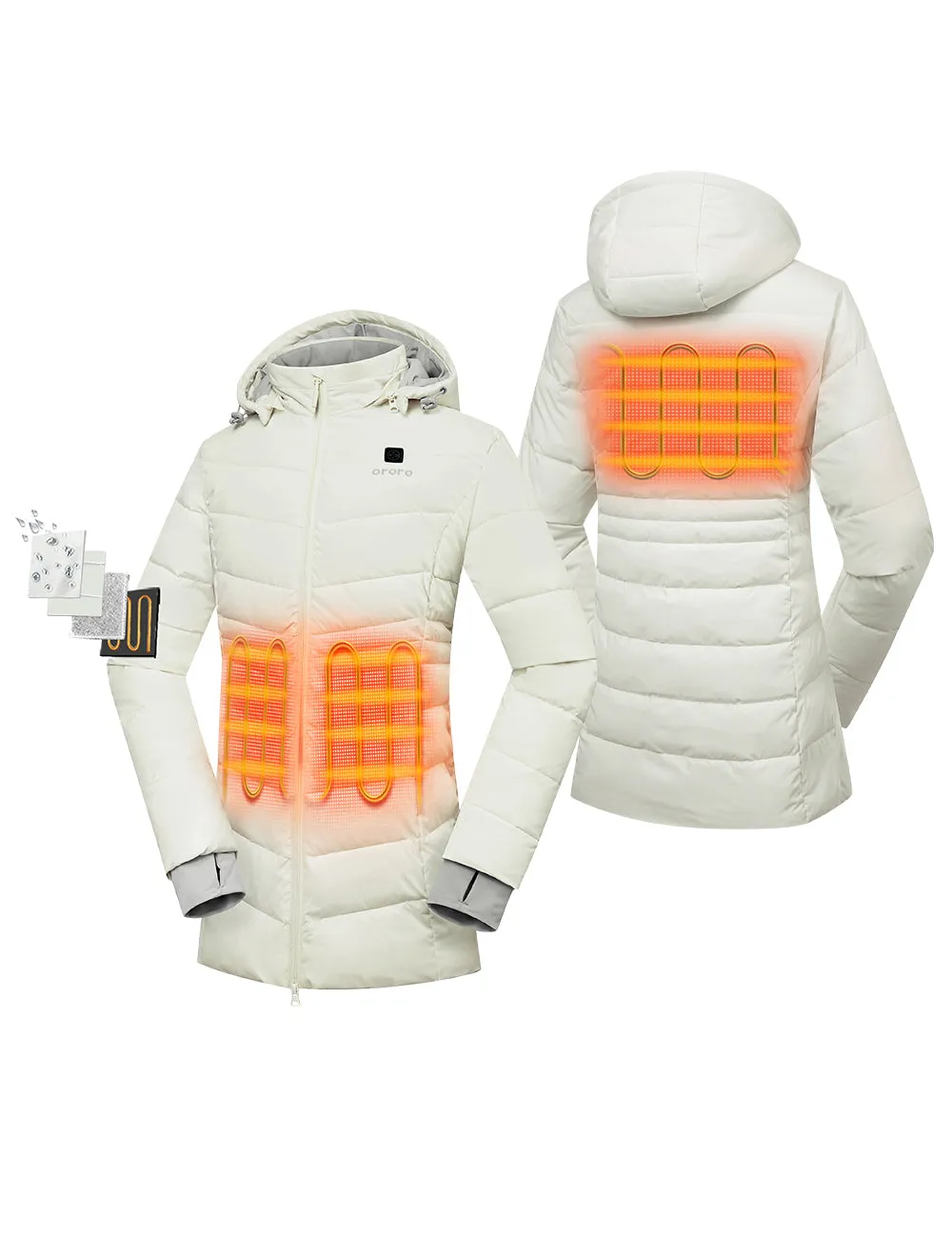 (Open-box) Women's Heated Puffer Parka Jacket (Battery Set Not Included)