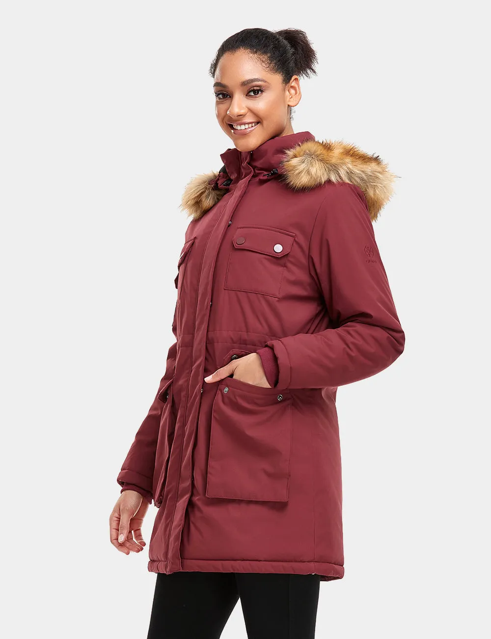 (Open-box) Women's Heated Thermolite® Parka (4 Heating Zones) - Red/Olive (Battery Set Not Included)