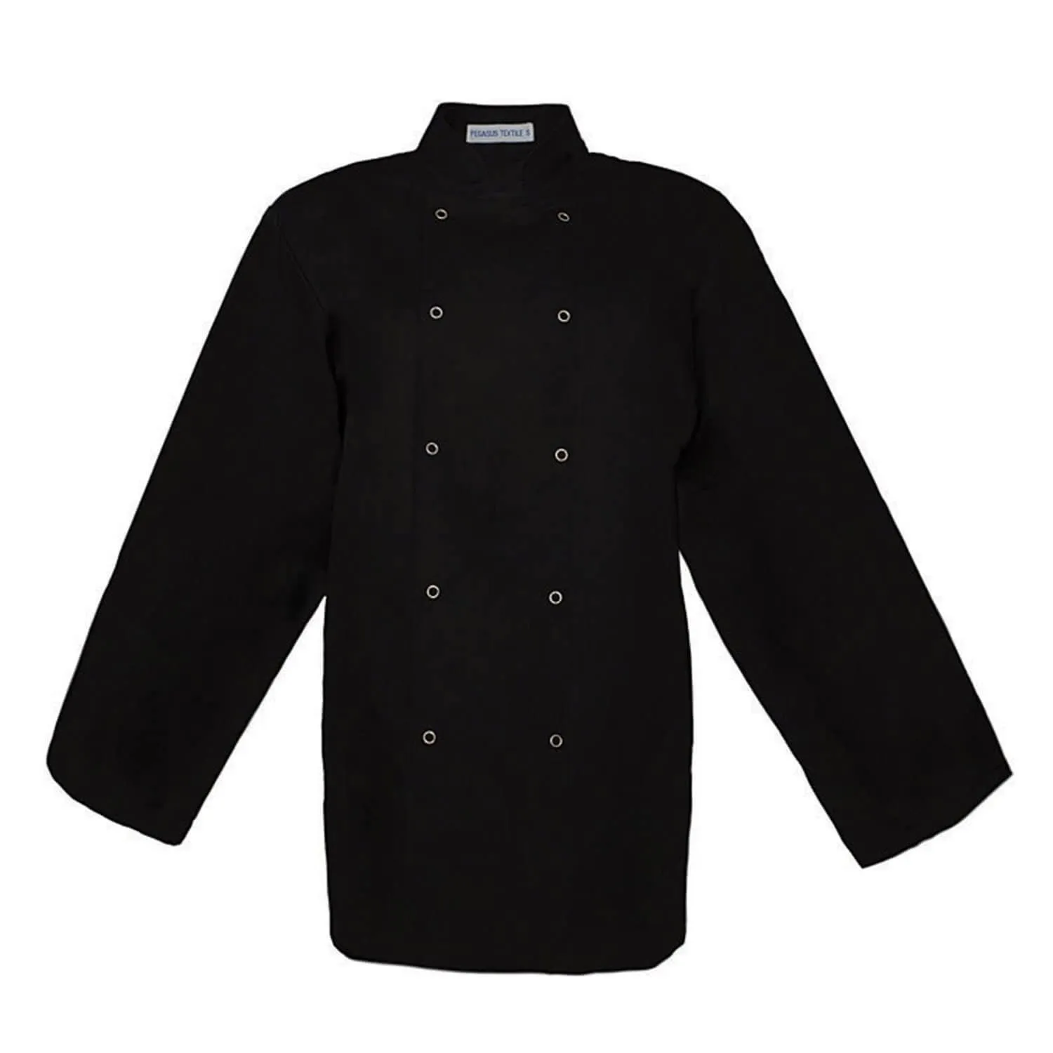 Pegasus Chefwear Black Long Sleeve Chef Jacket with Press Studs