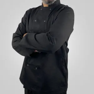 Pegasus Chefwear Black Long Sleeve Chef Jacket with Press Studs