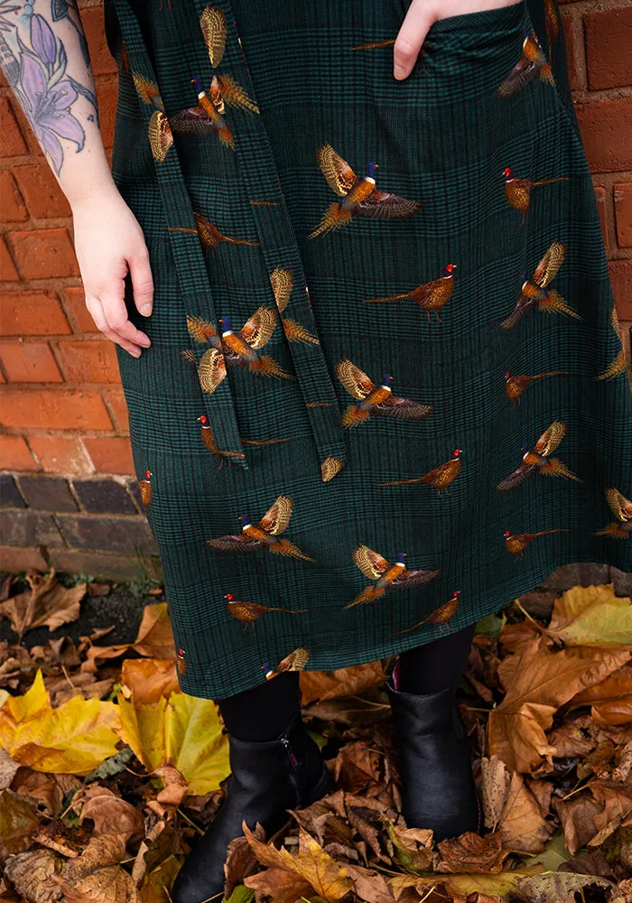 Penn Green Pheasant Print Cotton Midi Dress