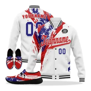 Personalized Flag Combo Offer, Custom Patriotic Jackets and Slip On Loafer Shoes, Unisex Offer