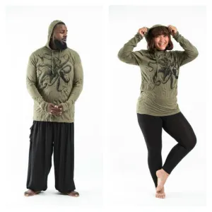 Plus Size Unisex Octopus Hoodie in Green