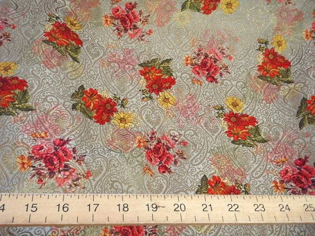 Sage Floral - Digital Printed Brocade