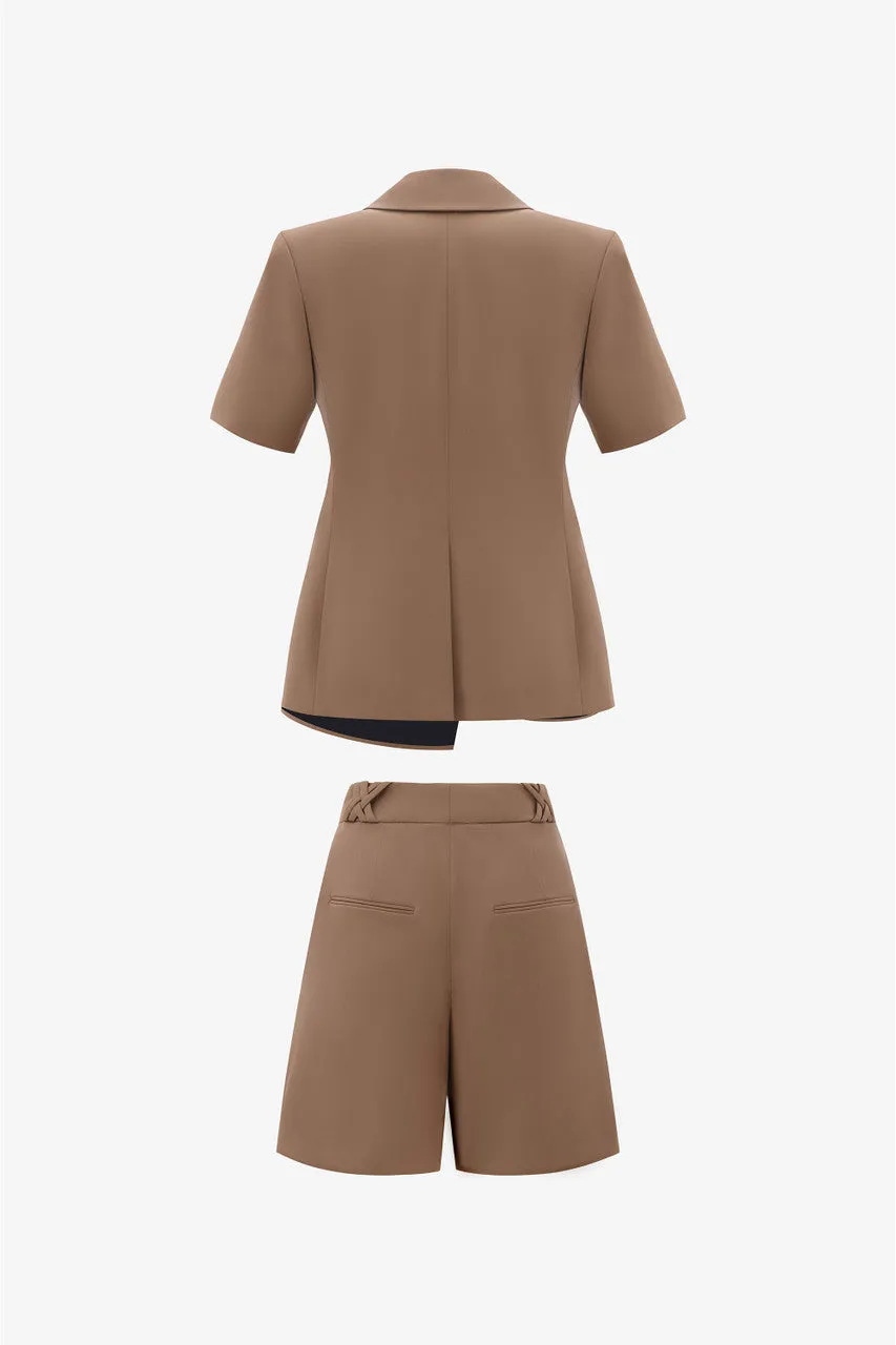 Short-Sleeve Blazer Short Menswear-Style Pants