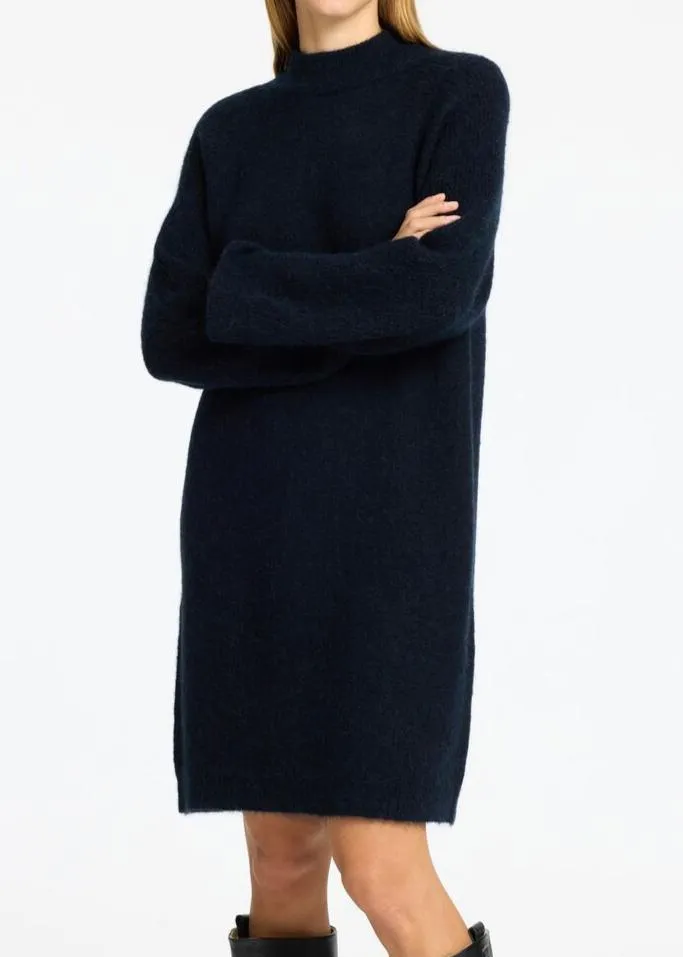 SLFULU HIGH NECK KNITTED DRESS | DARK SAPPHIRE