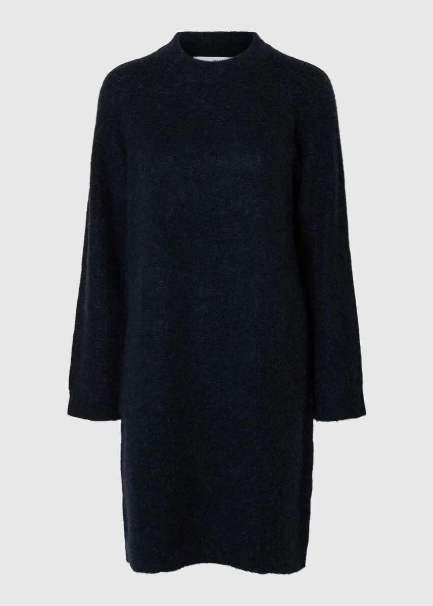 SLFULU HIGH NECK KNITTED DRESS | DARK SAPPHIRE