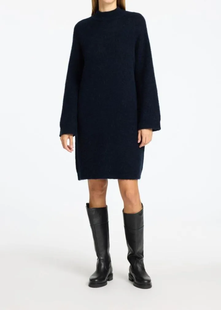 SLFULU HIGH NECK KNITTED DRESS | DARK SAPPHIRE