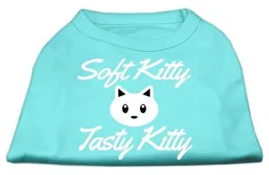 Softy Kitty, Tasty Kitty Screen Print Dog Shirt Aqua XS (8)