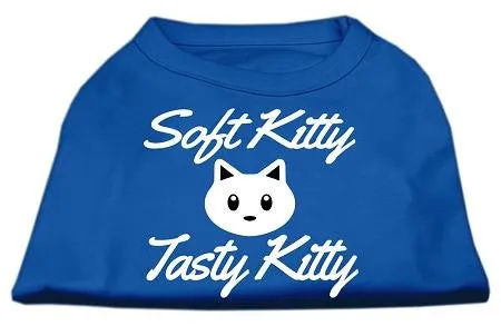 Softy Kitty, Tasty Kitty Screen Print Dog Shirt Blue Med (12)