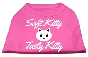 Softy Kitty, Tasty Kitty Screen Print Dog Shirt Bright Pink Sm (10)