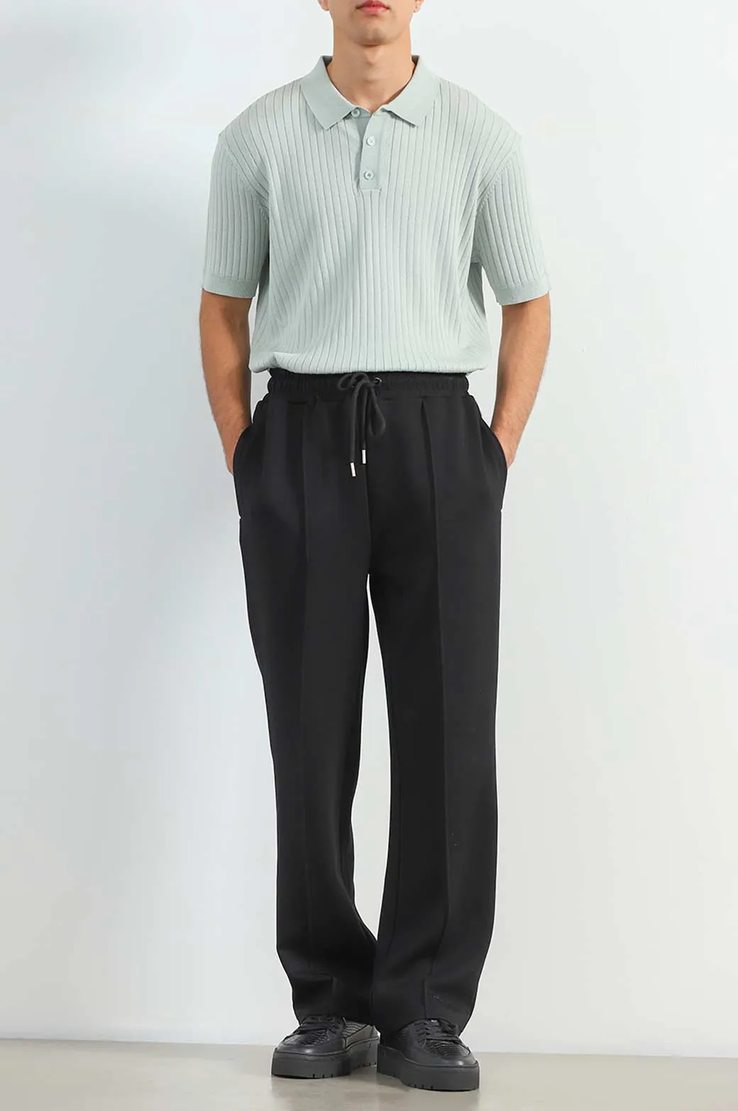 STRAIGHT KNITTED PANTS