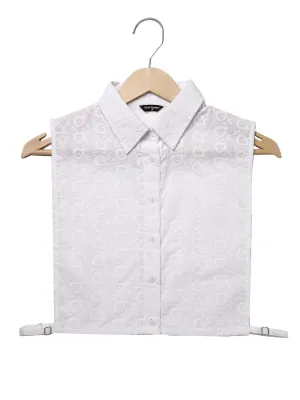 Style Quotient Women Self Design White Polycotton Regular Dickey Collar Shirt