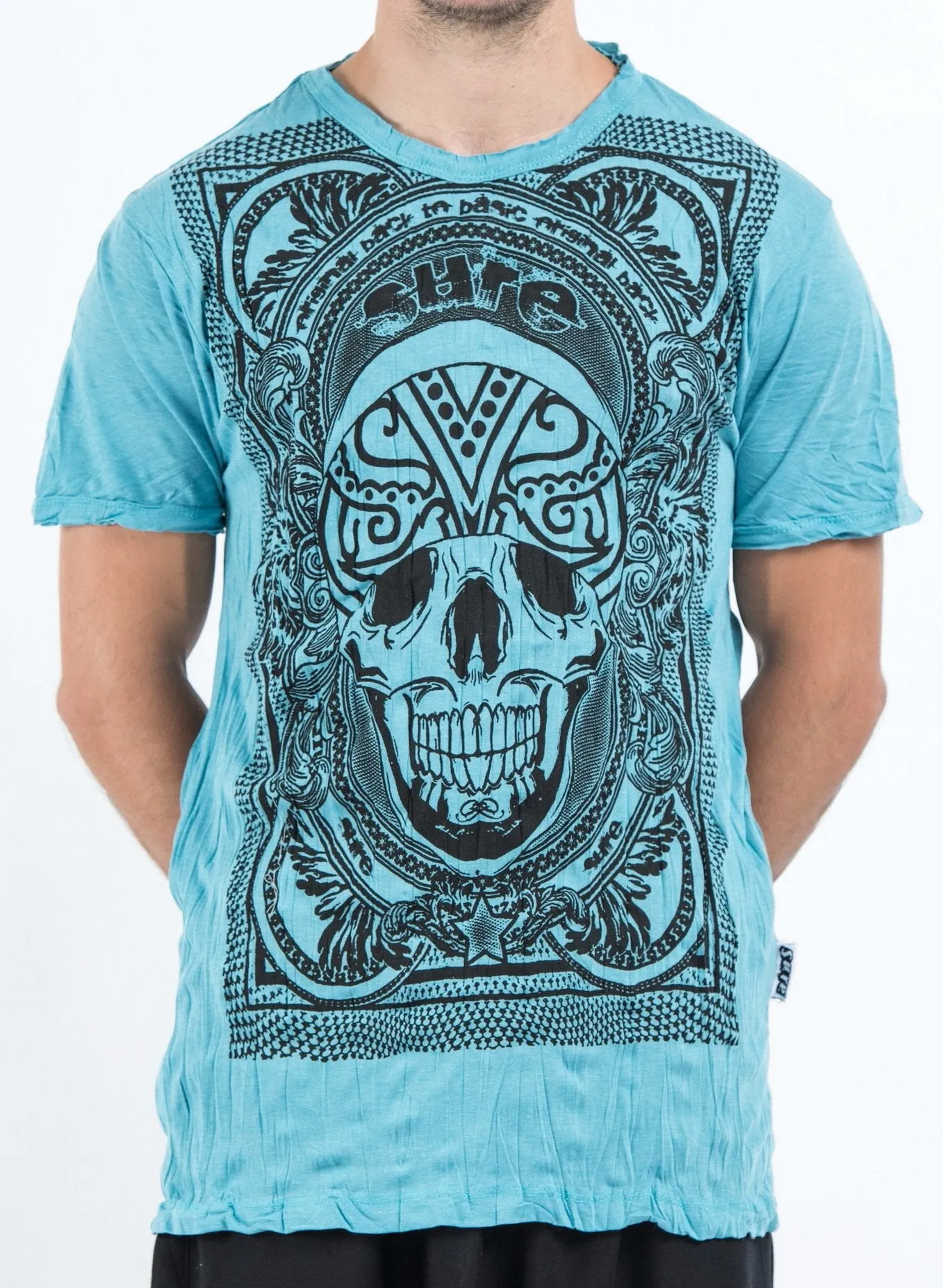 Sure Design Men's Trippy Skull T-Shirt Turquoise