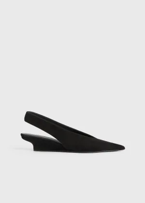 The Suede Wedge-Heel Slingback black