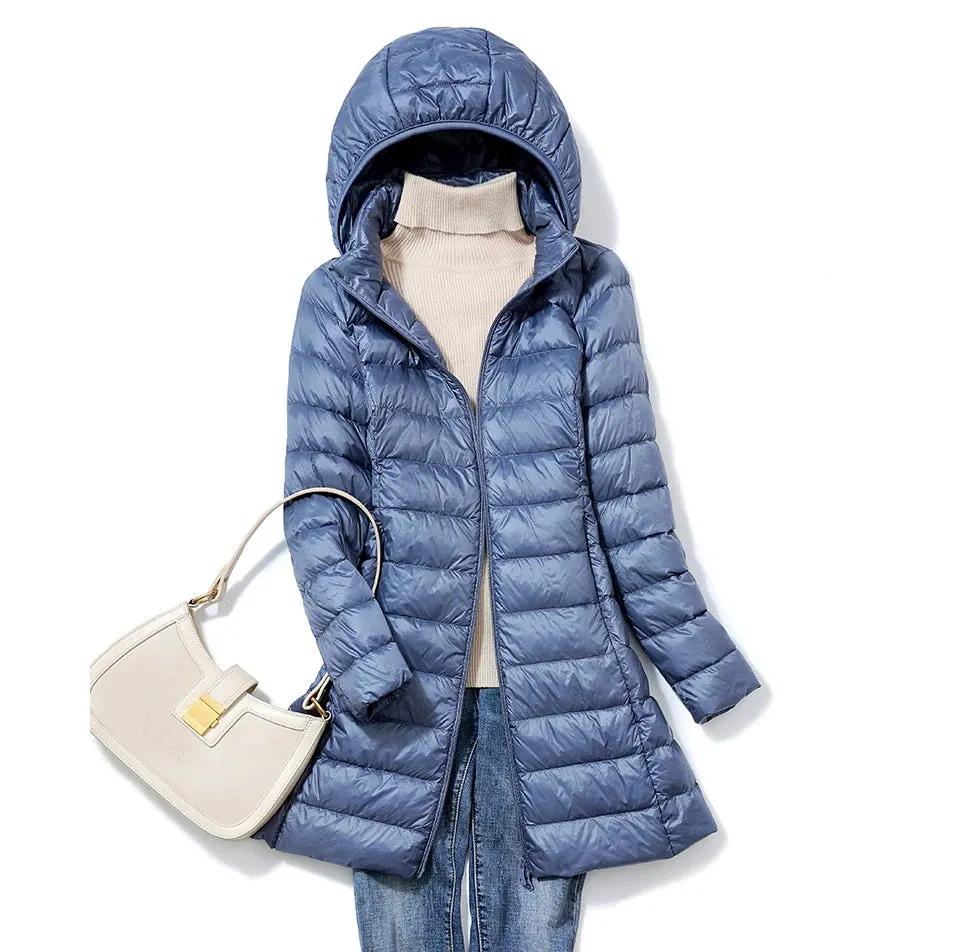 Trendy Puffer Long Jacket With Detachable Hood