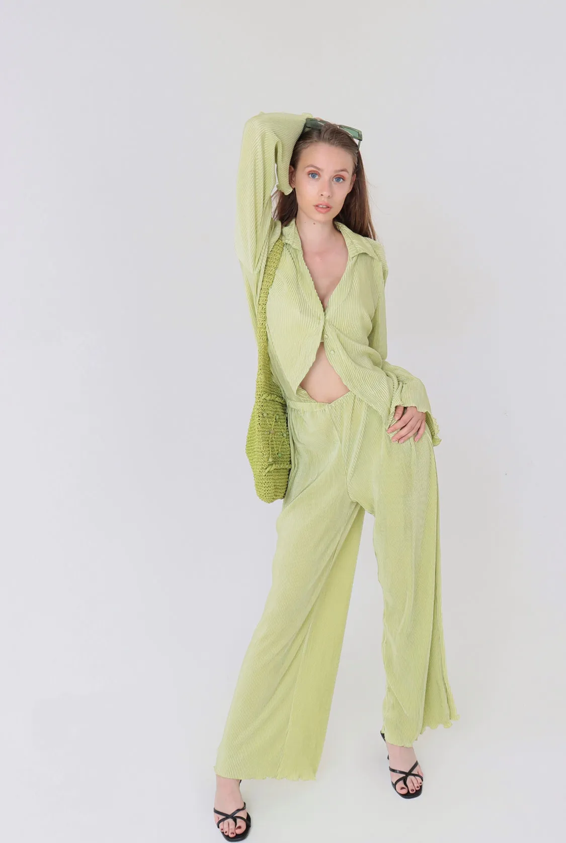 Valentina Green Plisse Co ord