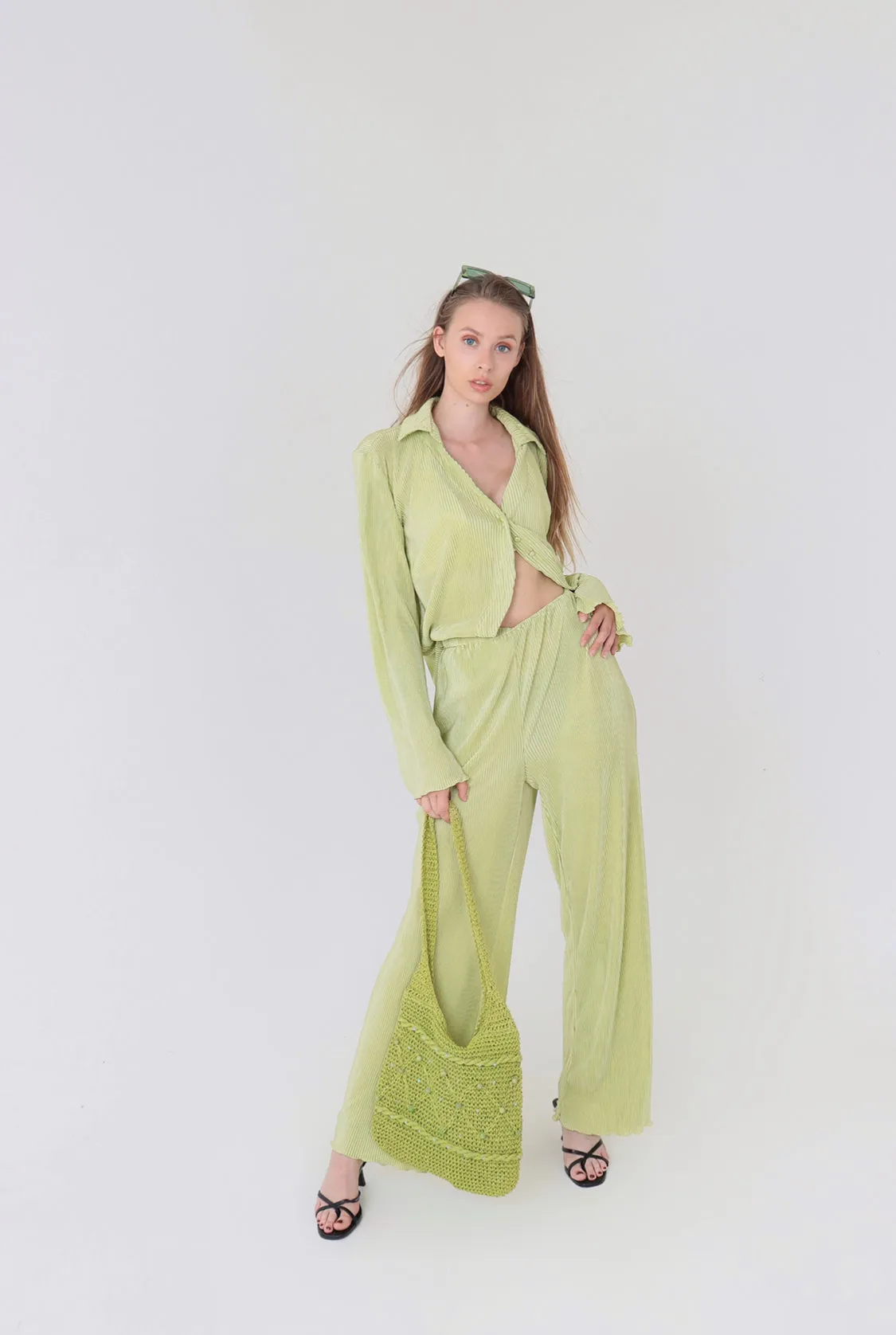 Valentina Green Plisse Co ord