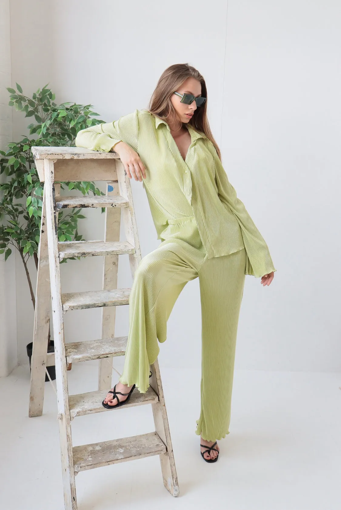 Valentina Green Plisse Co ord