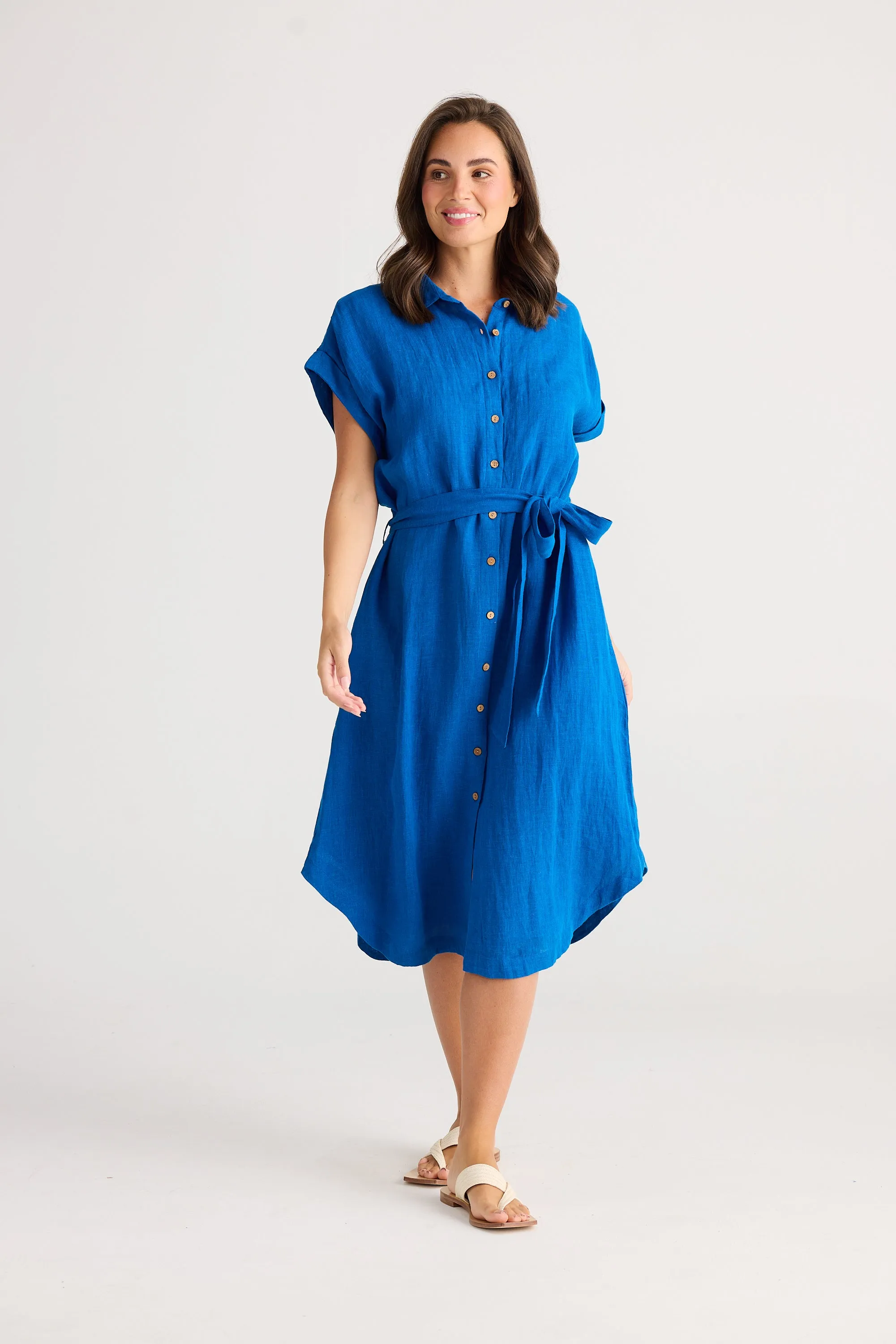 Vea Linen Dress - Sapphire