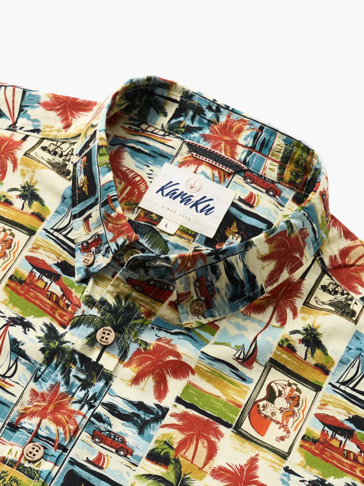 Vintage Island Postage Stamp Cotton Shirt