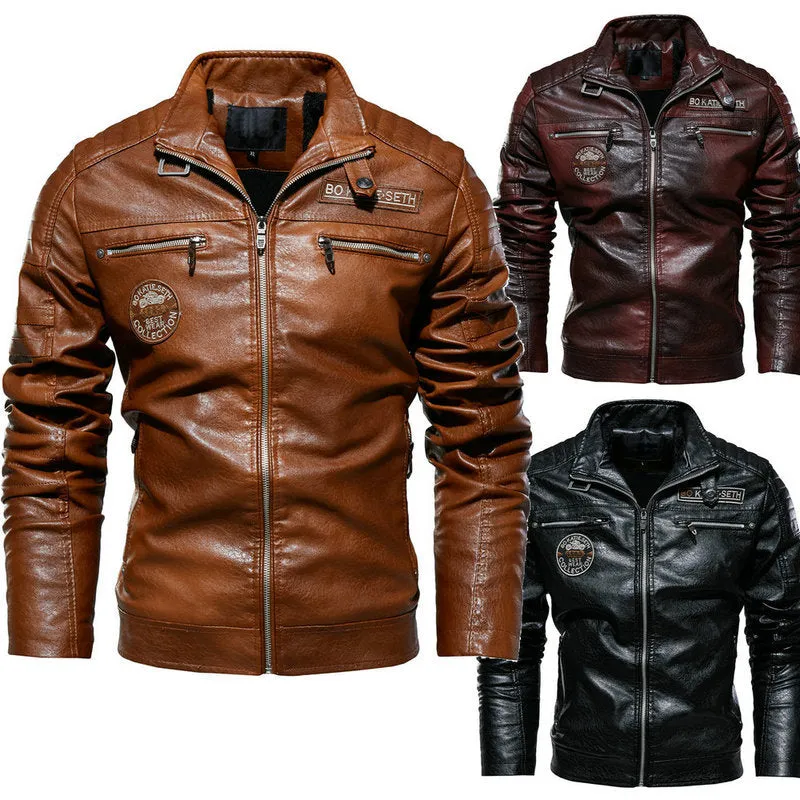 Water Proof Stand Collar Leather Jacket, Riding Jackets for Men